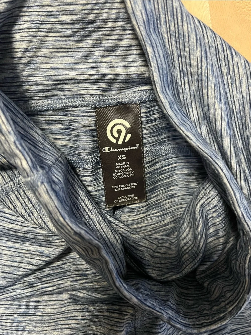 Champion XS High Waisted Heathered Blue Leggings Pockets Style